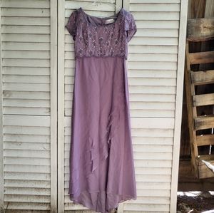 Cameron Blake by Mon Cheri Lavender Formal Beaded Scalloped Dress
